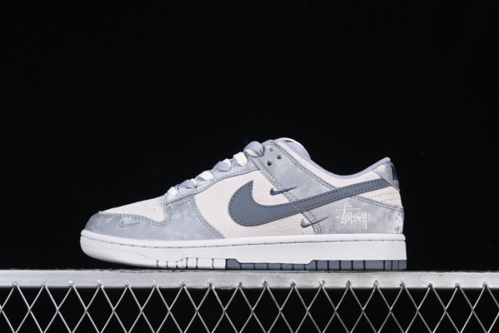 Nike SB Dunk Low Stussy Collaboration Tie-Dye Grey Hook Anniversary Custom Low-Top Casual Skate Shoes - DM6868-037
