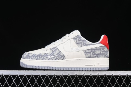 Nike Air Force 1 '07 Low Dior Collaboration - Grey Pattern Low-Top Casual Sneakers - DF0188-021