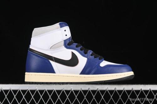 Nike Air Jordan 1 Retro High Basketball Shoes in White Deep Royal Blue - DZ5485-100