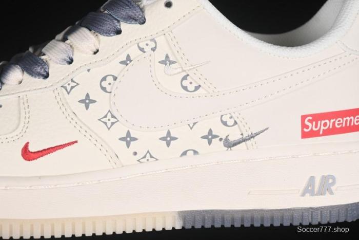 Nike Air Force 1 '07 Low Supreme Collaboration Dual-Tone Grey Print Casual Sneakers - HH7518-077