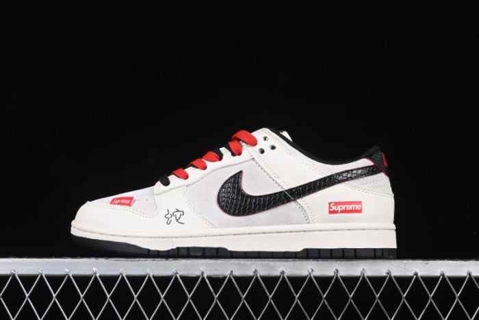 Nike SB Dunk Low Year of the Snake Series - Black Snakeskin with Black Swoosh Anniversary Custom Low-Top Casual Skate Shoes - DM6868-012