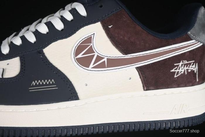 Nike Air Force 1 '07 Low Stussy Collaboration White Blue Chocolate Low-Top Casual Sneakers - KK1988-061