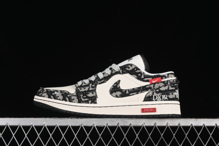 Nike Air Jordan 1 Low AJ1 Dior Collaboration - White Black Red Label Retro Basketball Shoes - SJ9950-036