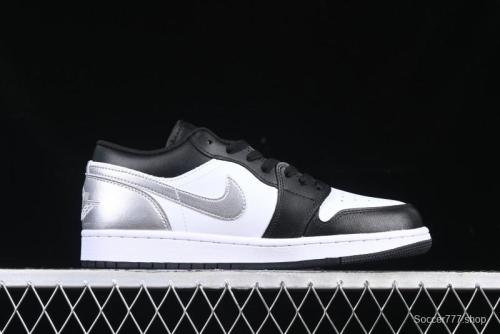 Nike Air Jordan 1 Low AJ1 Basketball Shoes in Black White Silver - 553558-131