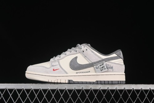 Nike SB Dunk Low Stussy Patchwork Grey Anniversary Custom Low-Top Skate Shoes - YX5066-296