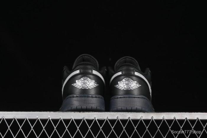 Nike Air Jordan 1 Low AJ1 Basketball Shoes Black White Canvas Leather Panel - HV5968-001