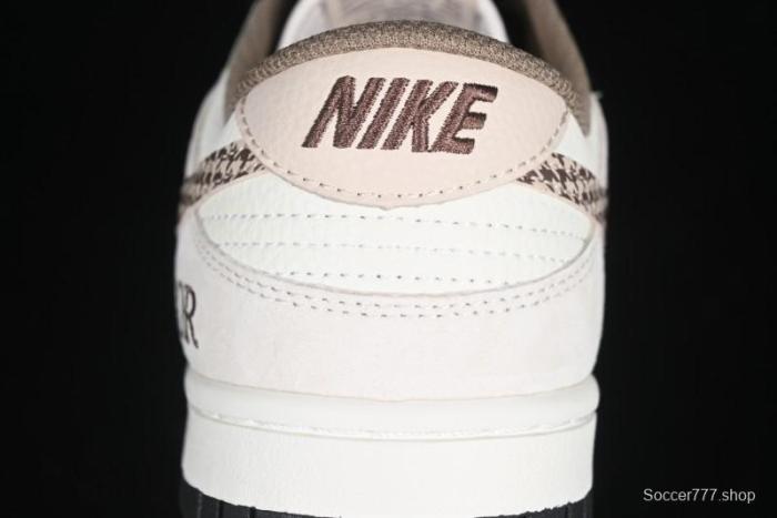 Nike SB Dunk Low Dior Collaboration Cream Coffee Floral Swoosh Anniversary Custom Low-Top Casual Sneakers - DJ2024-097