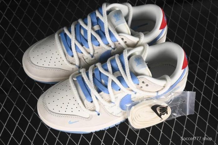 Nike SB Dunk Low Stussy Anniversary Edition Customized Low-Top Casual Skate Shoes with Blue Swoosh - SJ2068-279