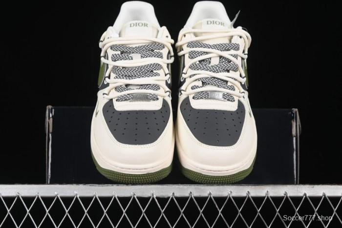 Nike Air Force 1 '07 Low Dior Collaboration - White Green Drawstring Casual Sneakers - SJ1198-200