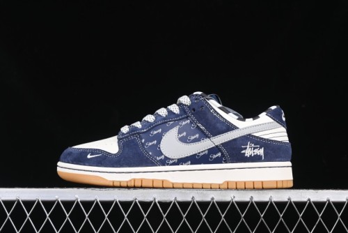 Nike SB Dunk Low Stussy Collaboration Suede Blue Anniversary Custom Low-Top Casual Sneakers - XS1086-009
