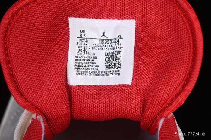 Nike Air Jordan 1 Low AJ1 Supreme Collaboration - White Grey Red Swoosh Retro Basketball Shoes - SJ9950-024