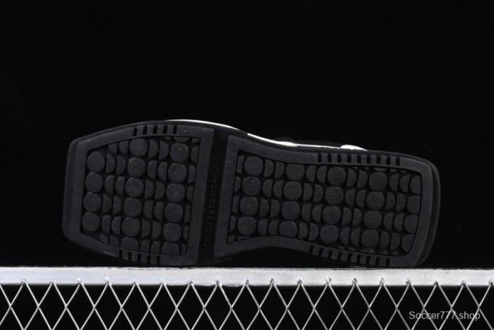 Choco Concert Leather Round Square Asymmetric Fashion Sneakers Black White - AJE5