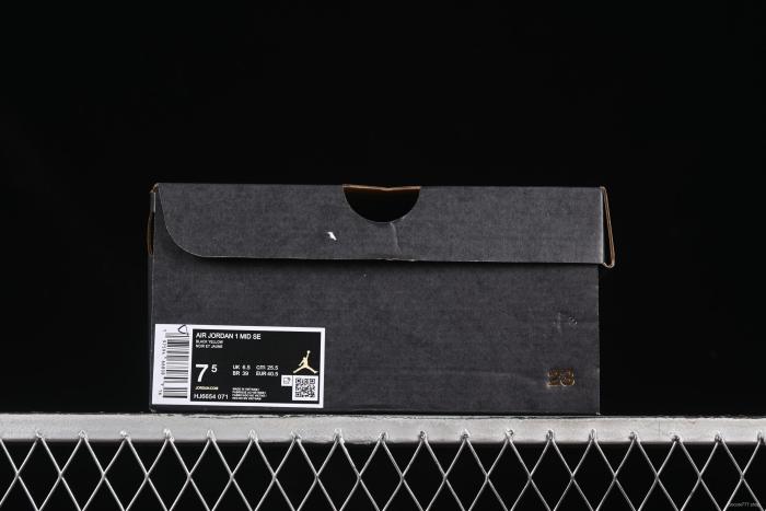 Nike Air Jordan 1 Mid AJ1 Black Yellow Mid-Top Casual Sneakers - HJ6654-071