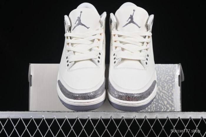 Nike Air Jordan 3 Retro Sneakers Sail Metallic Silver with Elephant Print Accents - CK9246-100