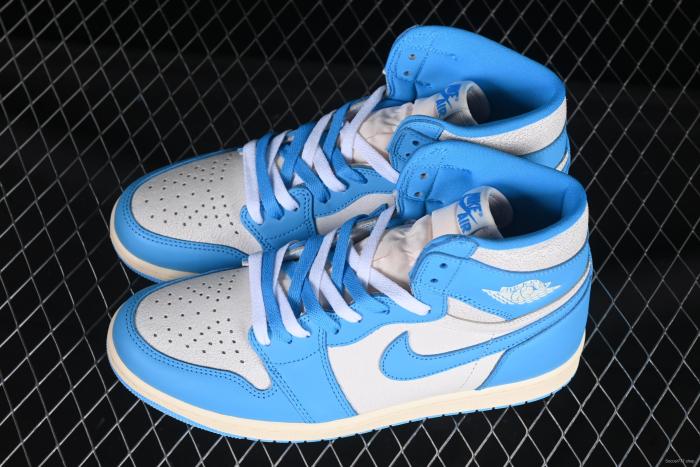 Nike Air Jordan 1 High OG  UNC Reimagined  Retro Basketball Shoes with Cracked Leather and Vintage Midsole - DZ5485-402