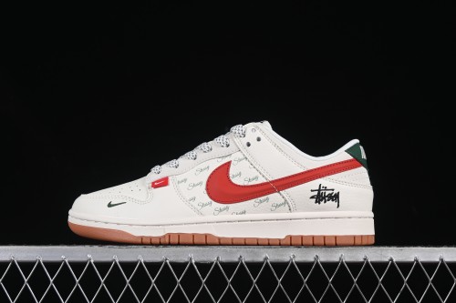 Nike SB Dunk Low Stussy Collaboration 3D Red Swoosh Anniversary Custom Low-Top Skate Shoes - XS6089-542