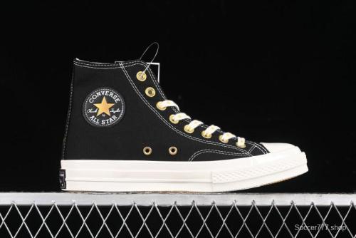 Converse Chuck 1970s High-Top Sneakers with Gold Star Accents and Classic Black & White Design - A12462C