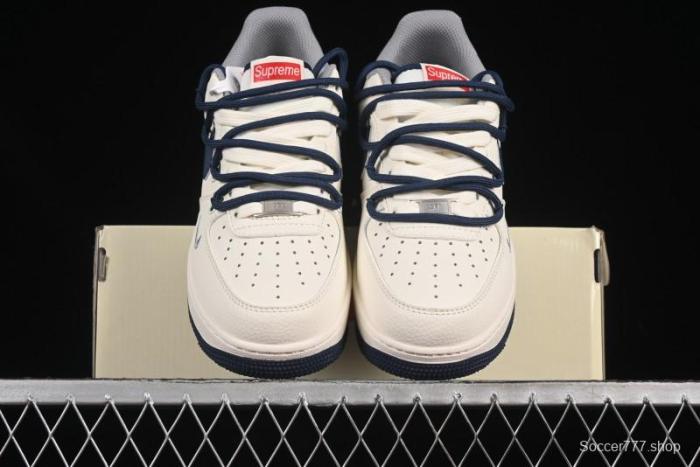 Nike Air Force 1 '07 Low Supreme Collaboration Two-Tone Blue Grey Lace-Up Casual Sneakers - DM6868-068