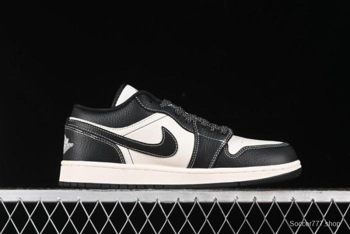Nike Air Jordan 1 Low Stussy Collaboration - Black Sail Stitched Retro Basketball Shoes - CF3688-023