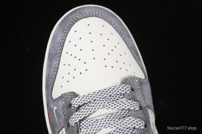 Nike SB Dunk Low Stussy Anniversary Edition Patchwork Grey Swoosh Customized Casual Skate Shoes - YX5066-221