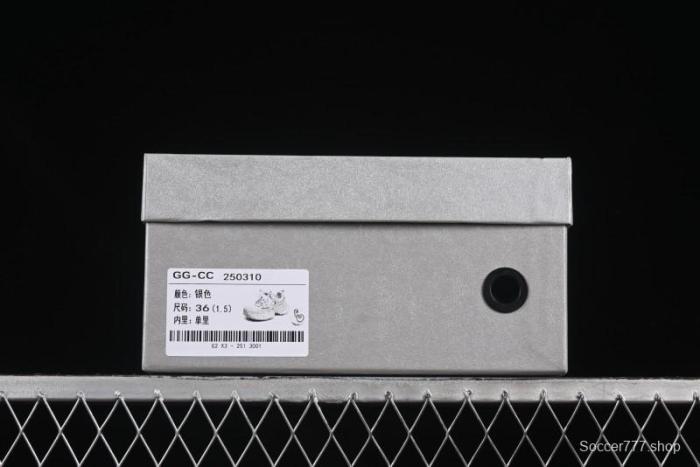 GG-CC Lace Pearl Chain Casual Platform Dad Shoes - 250310 Silver