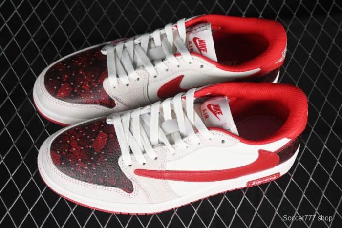 Nike Travis Scott x Fragment Design x Air Jordan 1 Low OG SP AJ1 Supreme Collaboration China Red Low-Top Casual Sneakers - DM7866-076