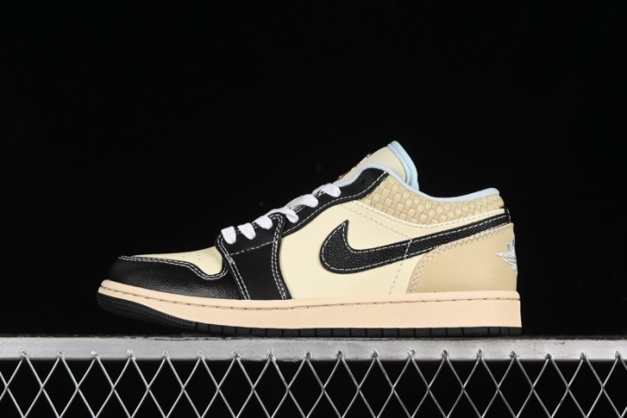 Nike Air Jordan 1 Low  Coconut Milk Black  Casual Basketball Shoes with Contrast Swoosh - HQ3437-101