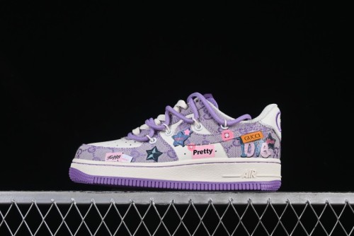 Nike Air Force 1'07 Low  Purple Star  Custom Casual Sneakers - BD7700-220
