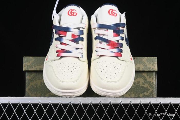 Nike Air Jordan 1 Low AJ1 Gucci Collaboration Beige Blue Swoosh Retro Basketball Shoes - FC1688-198