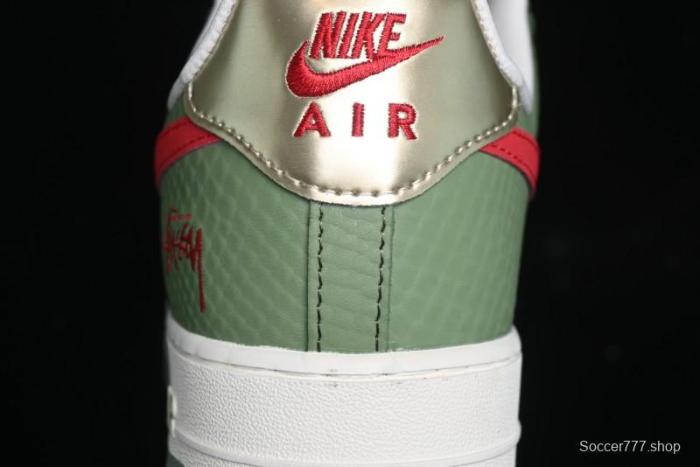Nike Air Force 1 '07 Low Stussy Collaboration - Snake Green Low-Top Casual Sneakers - KK1988-028
