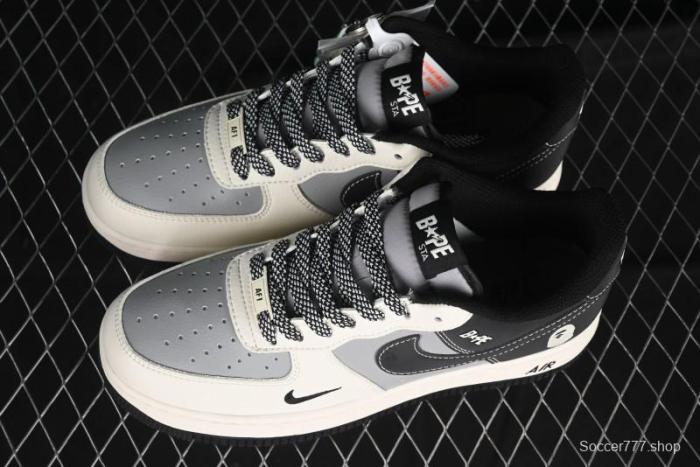Nike Air Force 1 '07 Low Bape Collaboration - Beige Grey Black Low-Top Casual Sneakers BB6566-209