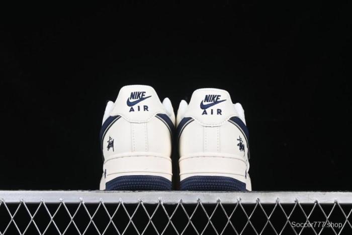 Nike Air Force 1 '07 Low Stussy Collaboration - Navy Blue & Off-White Low-Top Casual Sneakers - XZ3328-568