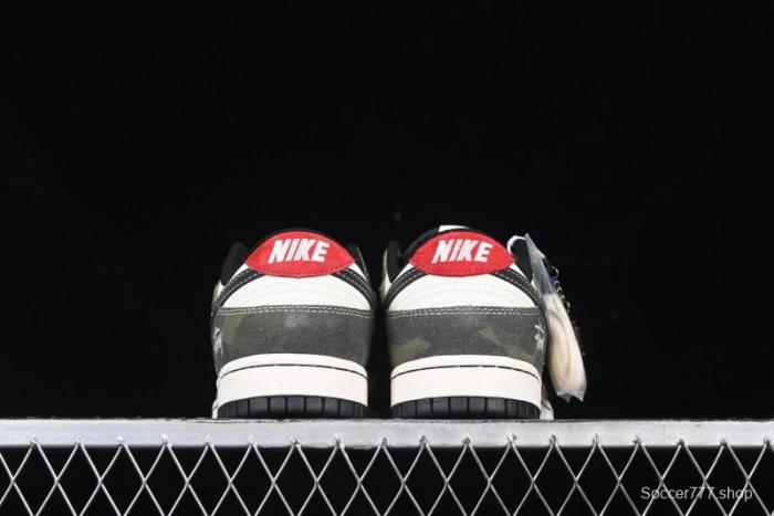 Nike SB Dunk Low Stussy Collaboration - Camo Black Swoosh Anniversary High-End Custom Low-Top Casual Sneakers - DM6868-011