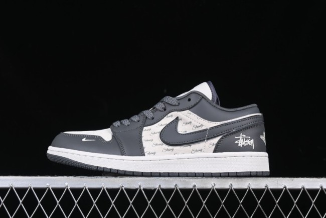 Nike Air Jordan 1 Low Stussy Collaboration - Signal Black Retro Basketball Shoes - XX3318-966