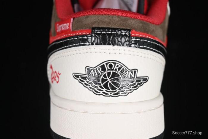 Nike Air Jordan 1 Low Supreme Collaboration Year of the Snake Limited Edition Retro Basketball Shoes - FC1688-203