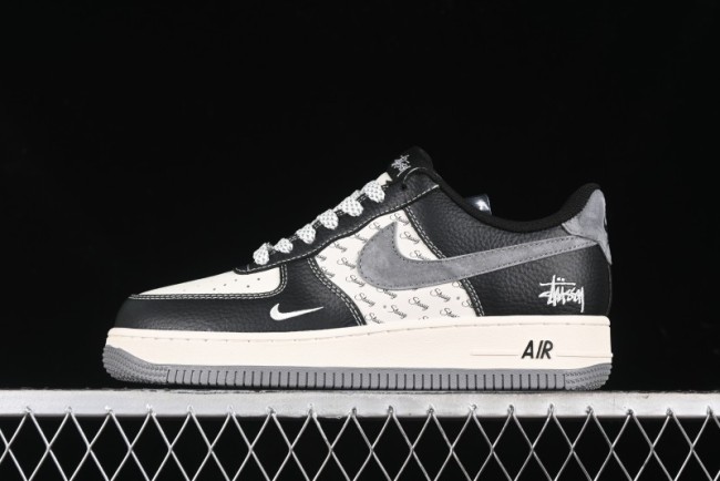 Nike Air Force 1 '07 Low Stussy Collaboration - Black Grey Casual Sneakers - XZ3328-566