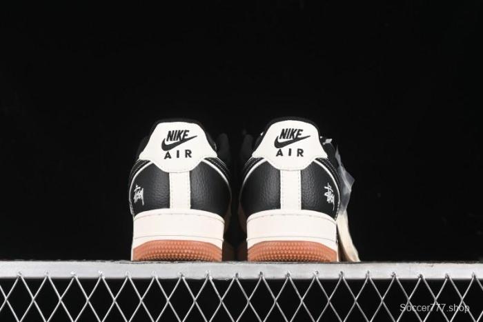 Nike Air Force 1 '07 Low Stussy Collaboration - Black Gum Marked Swoosh Low-Top Casual Sneakers - XZ9688-001