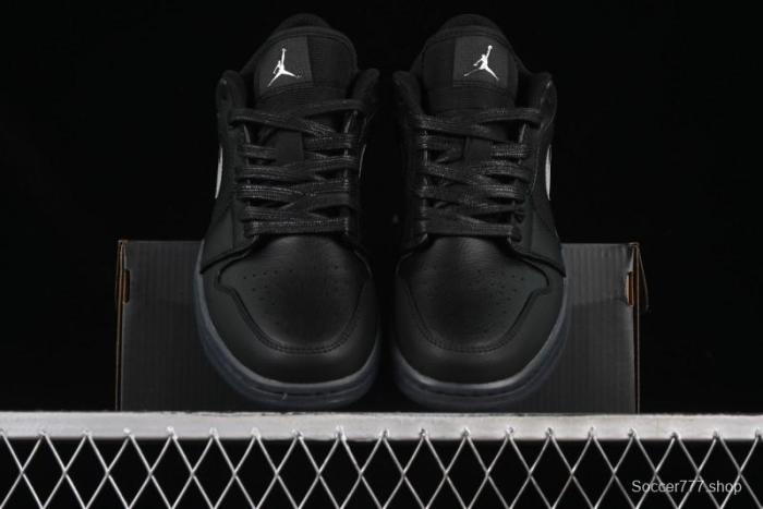 Nike Air Jordan 1 Low AJ1 Basketball Shoes Black White Canvas Leather Panel - HV5968-001