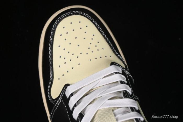 Nike Air Jordan 1 Low  Coconut Milk Black  Casual Basketball Shoes with Contrast Swoosh - HQ3437-101