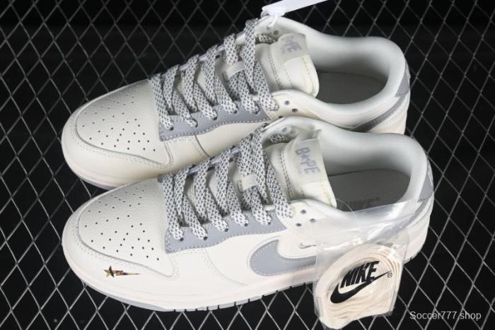 Nike SB Dunk Low Bape Collaboration Light Gray Anniversary Custom Low-Top Casual Sneakers - XS6089-508