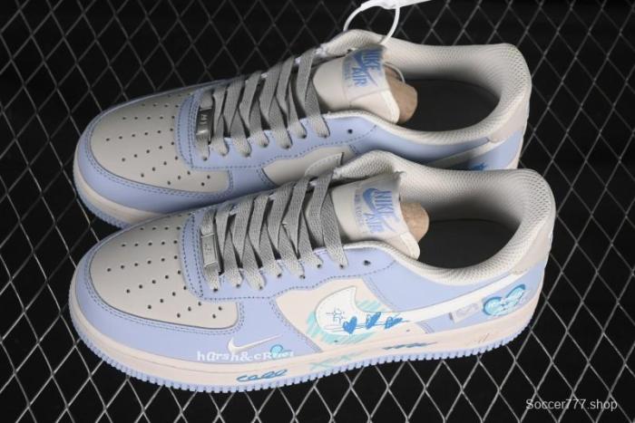 Nike Air Force 1'07 Low  Blue Star Love  520 Series Limited Edition Casual Sneakers - DB3301-991