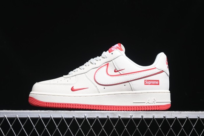Nike Air Force 1 '07 Low Supreme Casual Sneakers in White/Red - DF0188-011