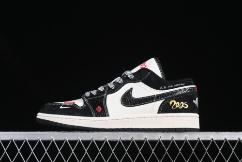 Nike Air Jordan 1 Low AJ1 Year of the Snake Limited Edition White Black Snake Pattern Low-Top Casual Sneakers - SJ9950-056