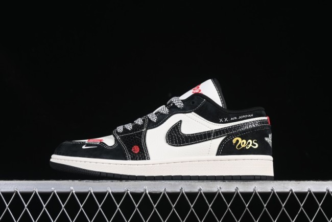 Nike Air Jordan 1 Low AJ1 Year of the Snake Limited Edition White Black Snake Pattern Low-Top Casual Sneakers - SJ9950-056