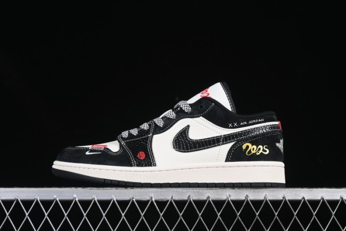 Nike Air Jordan 1 Low AJ1 Year of the Snake Limited Edition White Black Snake Pattern Low-Top Casual Sneakers - SJ9950-056