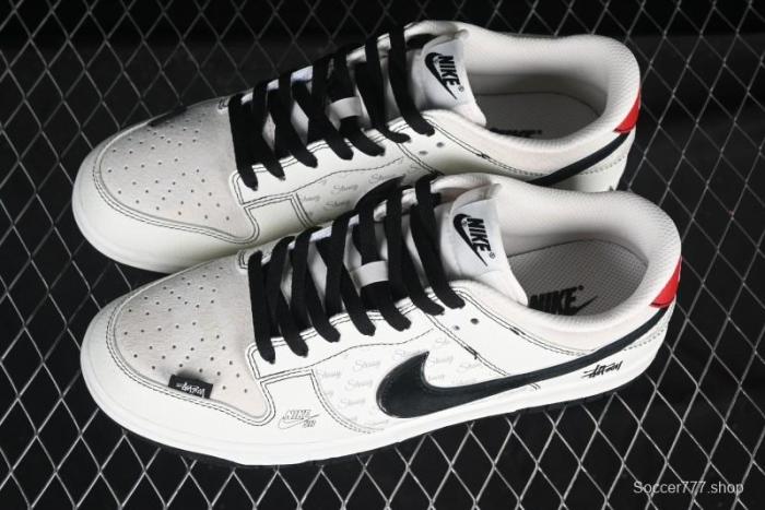 Nike SB Dunk Low Stussy Collaboration Bullet Comment Black Check Anniversary Custom Low-Top Casual Skate Shoes - DJ2024-115