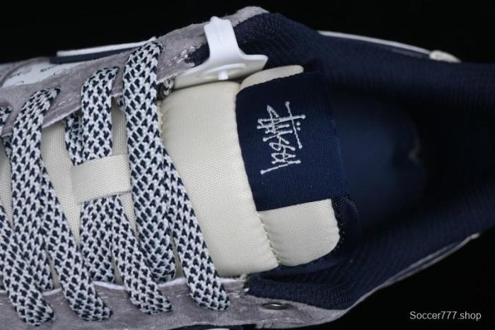 Nike Air Force 1 '07 Low Stussy Collaboration - Grey White with Blue Outsole Low-Top Casual Sneakers - SJ6698-006