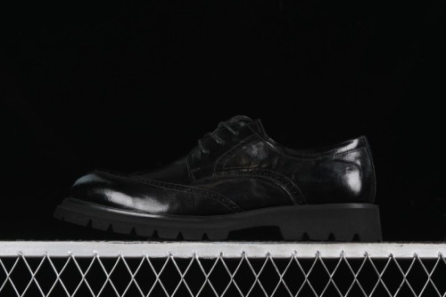 Ecco Block Brogue Business Derby Round Toe Genuine Leather Dress Shoes - 63667201001