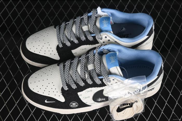 Stussy x Nike SB Dunk Low  Black and White  Limited Edition Sneakers