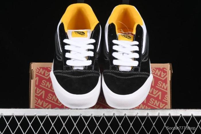 Vans Knu Skool Low-Top Retro Casual Vulcanized Slip-On Sneakers in Black White Yellow - VN000D6C6RJ